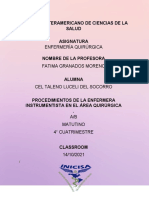 PROCEDIMIENTOS DE LA ENFERMERA INSTRUMENTISTA EN EL ÁREA QUIRÚRGICA