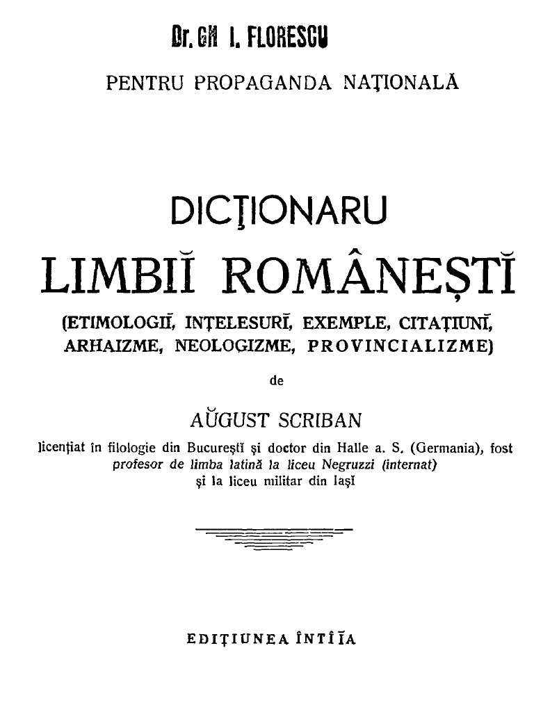 Dicţionaru Limbii Romanesti