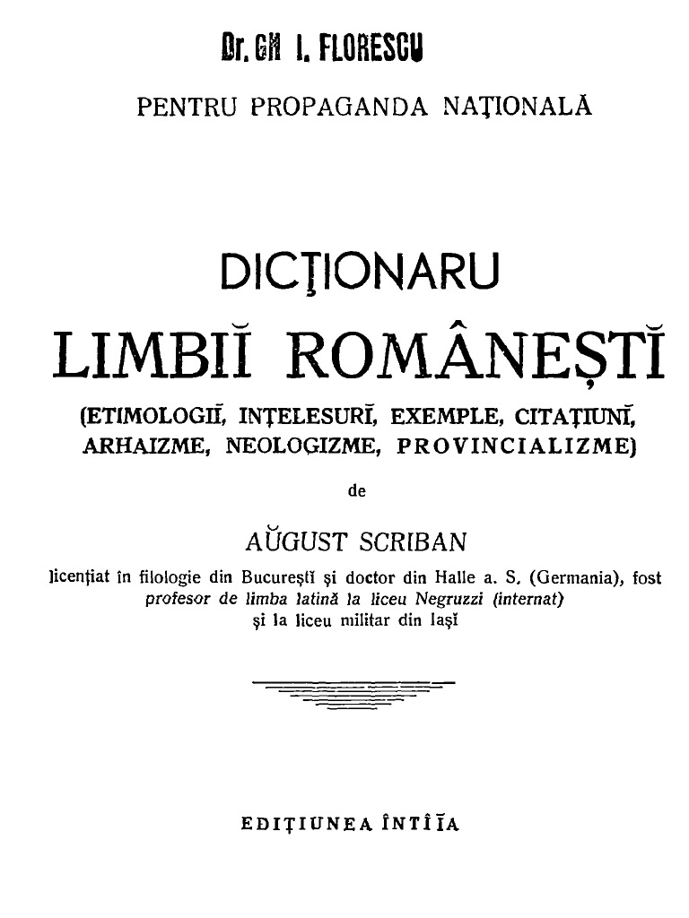 Dicţionaru Limbii Romanesti