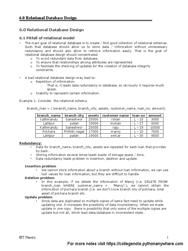 6 Relational Database Design | PDF | Relational Database | Relational Model