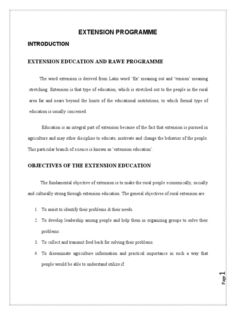 Extension Education and Rawe Programme PDF Agriculture Organic