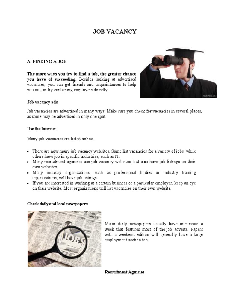 Job Vacancy | PDF | Recruitment | Newspapers