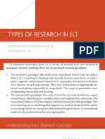 Types of Research and Concepts in ELT