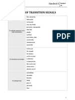 List of Transition Signals: Handout II