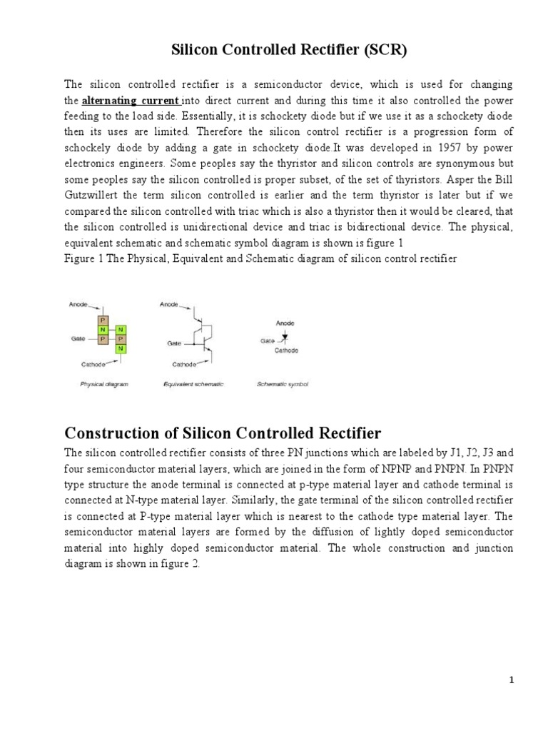 Silicon Controlled Rectifier | PDF | Rectifier | P–N Junction