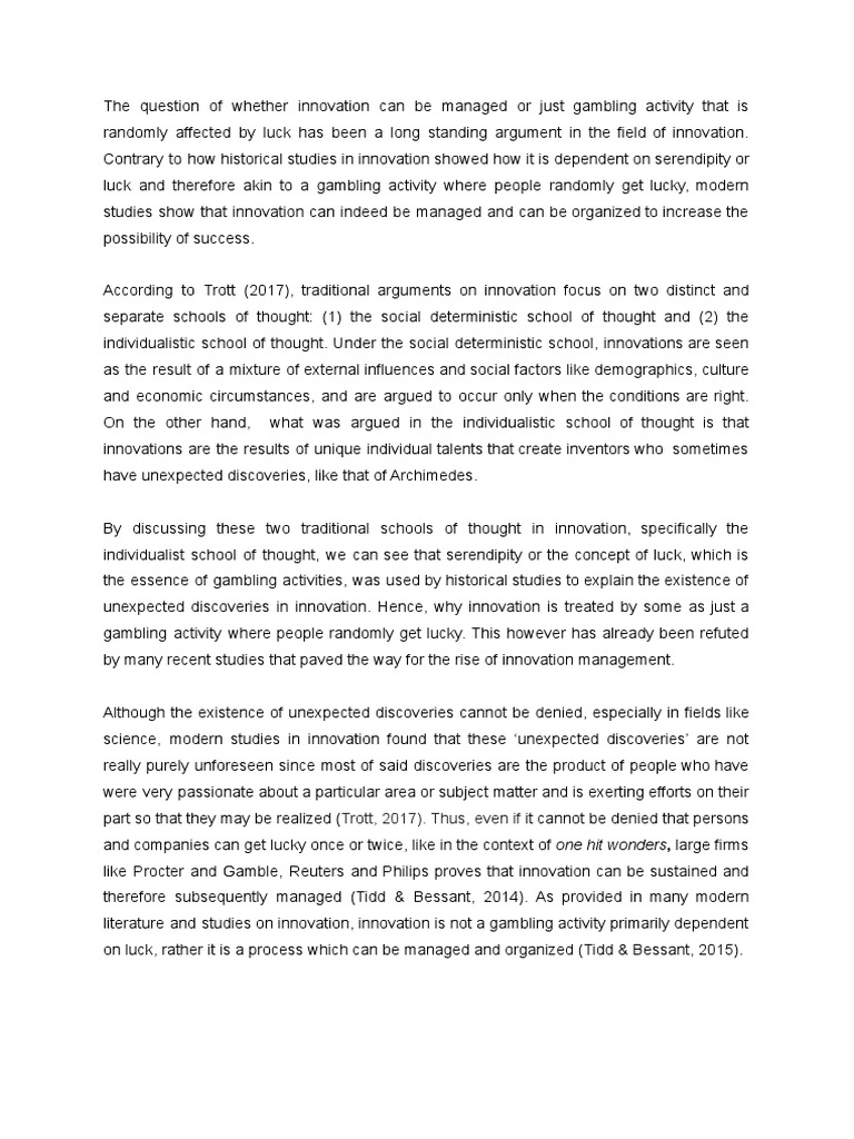 Final Innovation And Strategy Pdf Innovation Luck