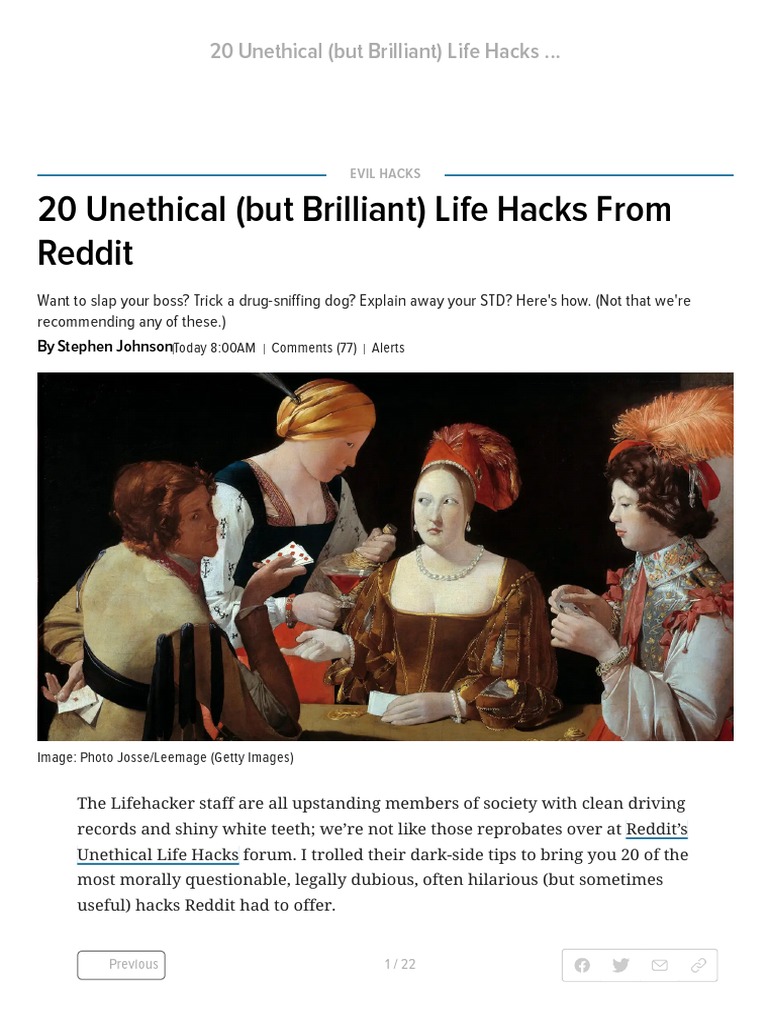 Unethical Life Hacks from Reddit | PDF