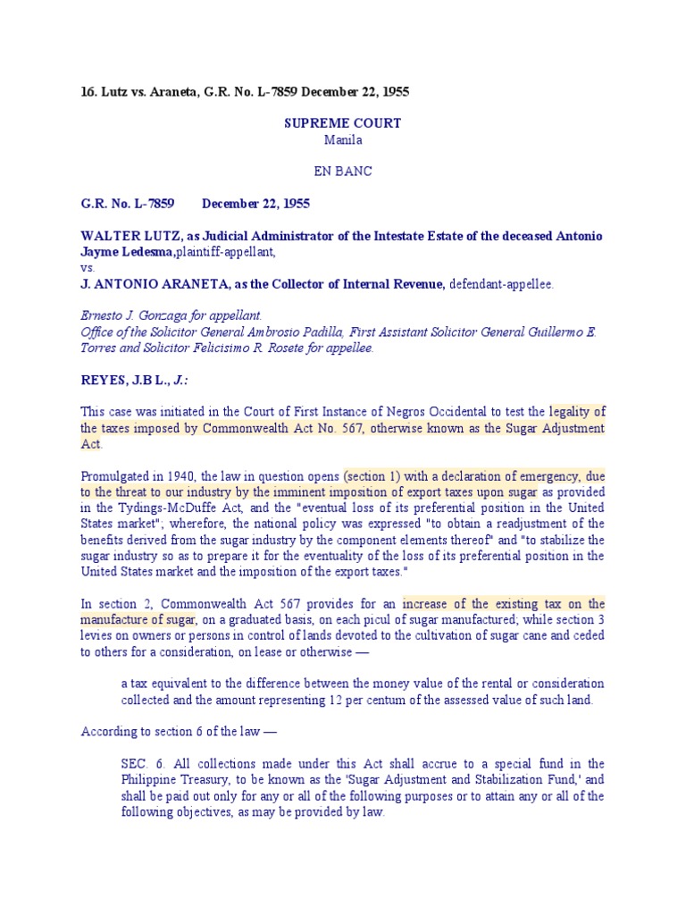 Lutz vs. G.R. No. L7859 December 22, 1955 (FULL CASE) PDF