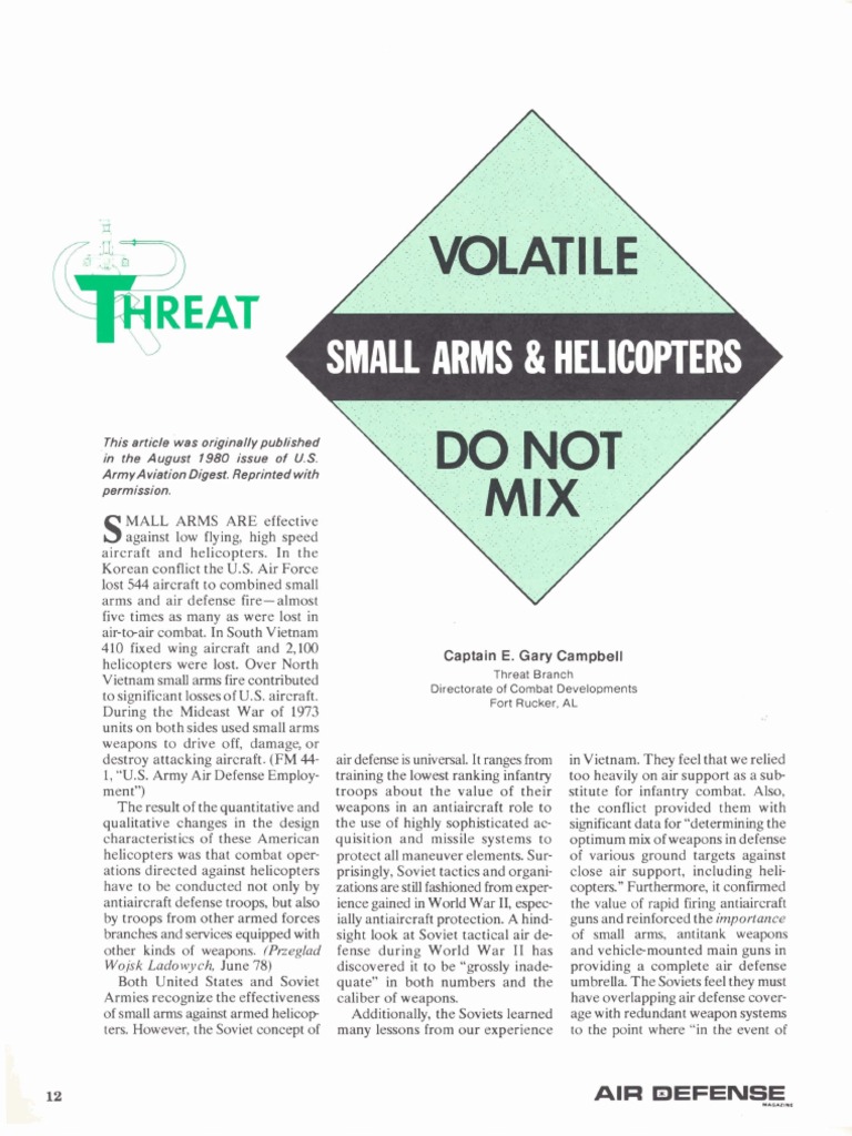 Small Arms and Helicopters Dont Mix | PDF | Artillery | Anti Aircraft ...