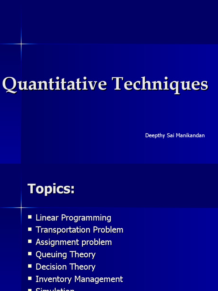 3 +Quantitative+Techniques | PDF | Mathematical Optimization | Linear ...