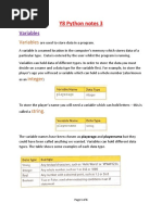 Y8 Python Notes 3: Variables