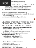 Mathematics As A Tool (Descriptive Statistics) (Midterm Period) Overview: This Module Tackles Mathematics As Applied To Different Areas Such As Data