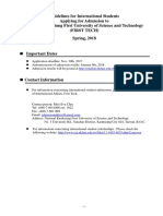 2018 Spring Semester Guideline For International Students Application