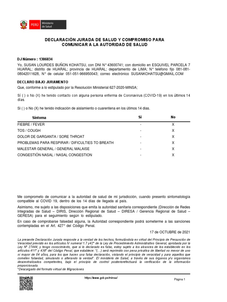 Declaracion Jurada | PDF | Justicia | Crimen y violencia