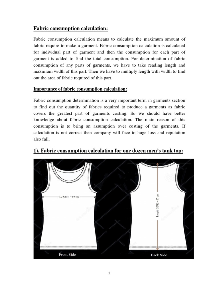 Importance of Fabric Consumption Calculation PDF Clothing