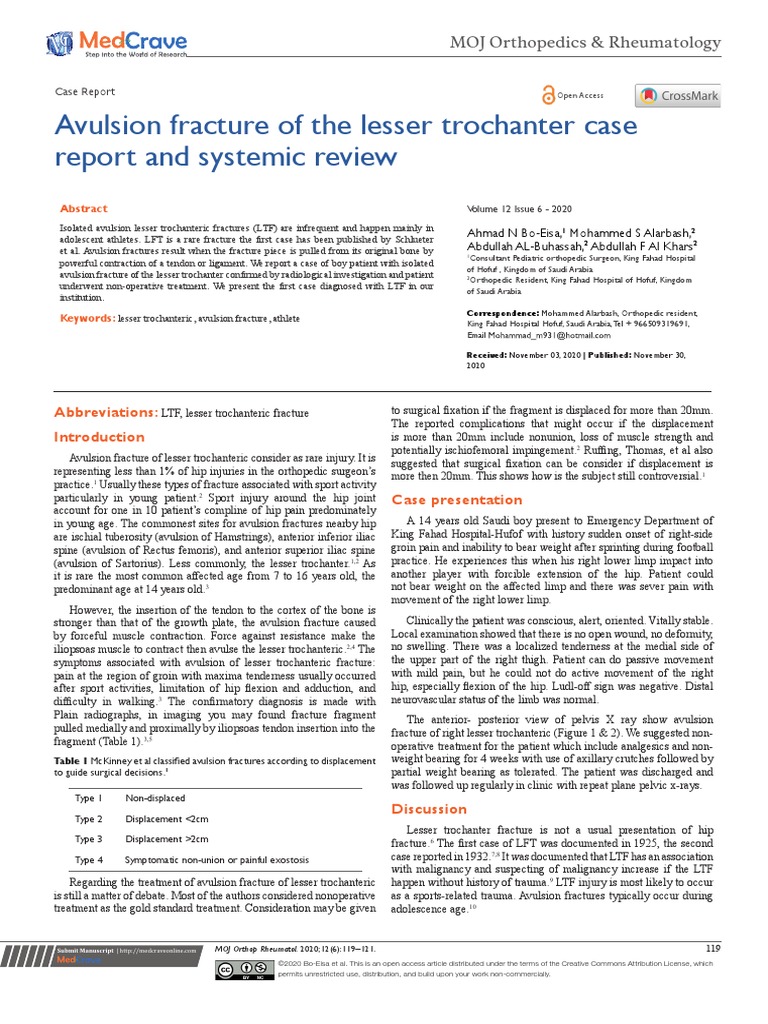 Avulsion Fracture of The Lesser Trochanter Case Report and Systemic ...