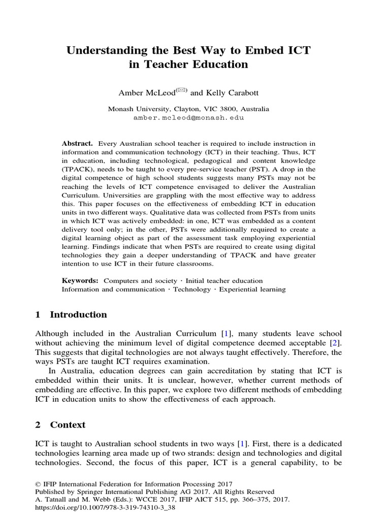 Embedding ICT in Teacher Education Methods | PDF | Educational ...