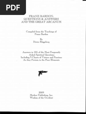 Franz Bardon Questions Answers And The Great Arcanum By - 