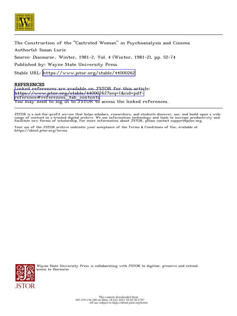 The Castrated Woman in Psychoanalysis | PDF | Jacques Lacan ...