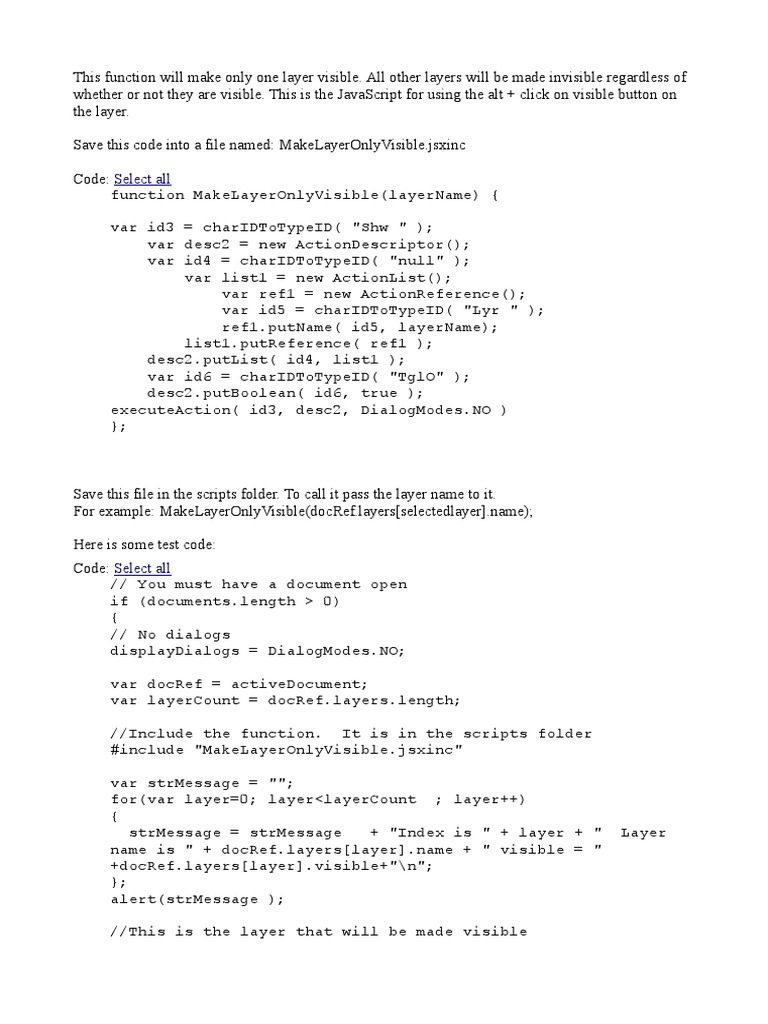 JavaScript to Show Only One Layer | PDF