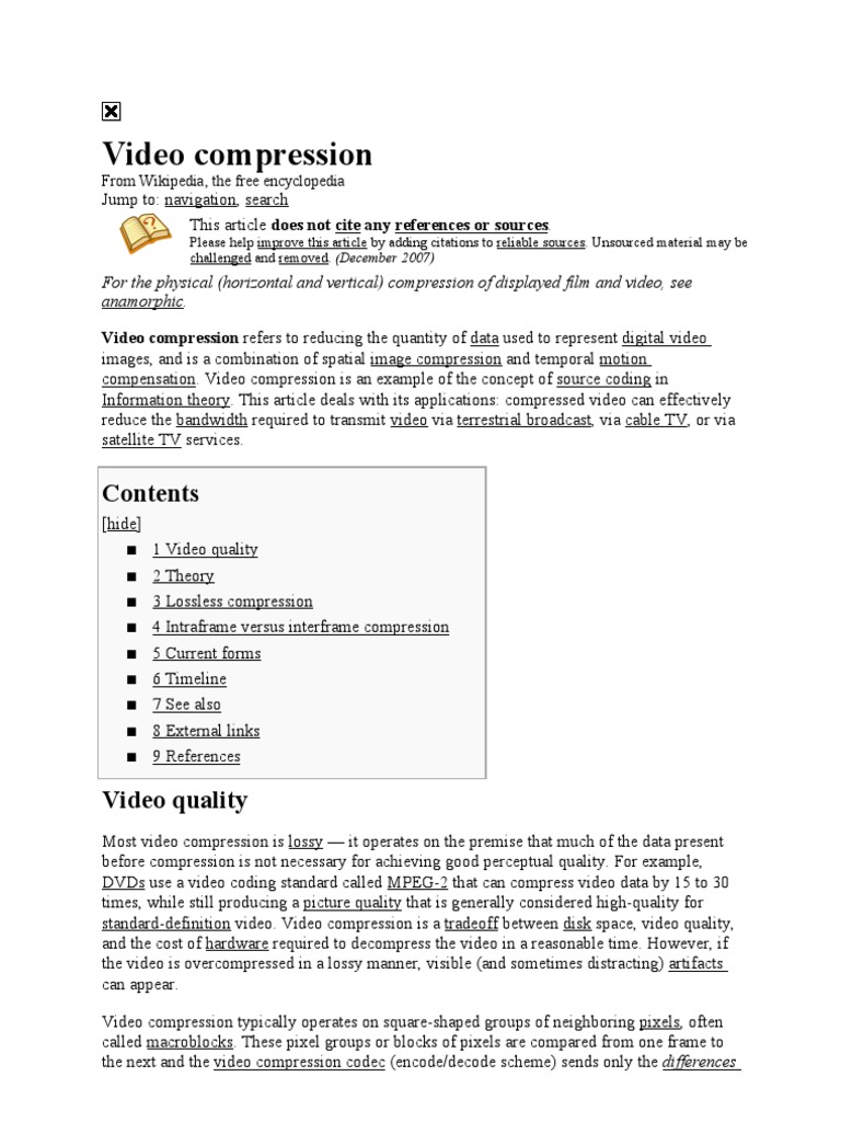 Video Compression PDF Data Compression Video