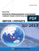 Buletin Statistik Perdagangan Luar Negeri Impor Agustus 2013