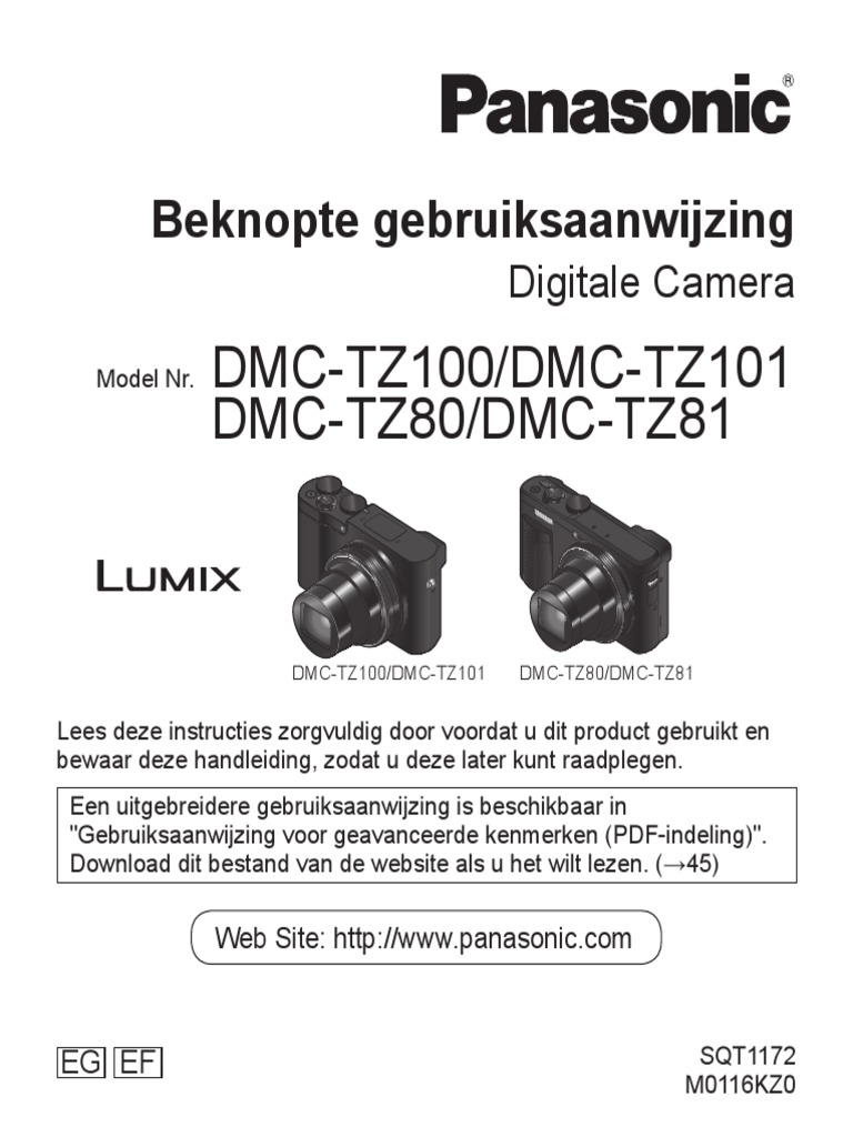 Panasonic Lumix DMCTZ80 TZ81 DMCTZ100 TZ101 Basic Manual Dutch PDF