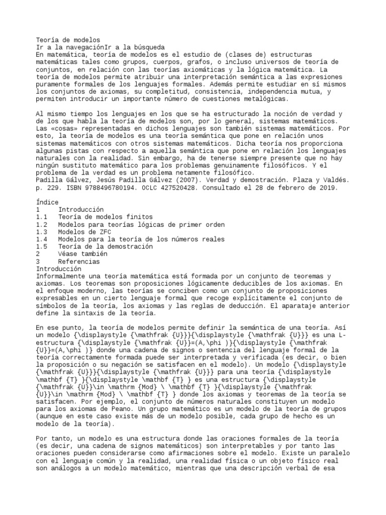 Teoria de Modelos | PDF | Teoría del modelo | Metalogica