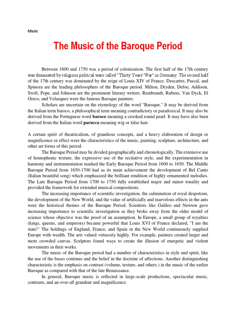 Overview of Baroque Music (1600-1750) | PDF | Baroque Music | Choir