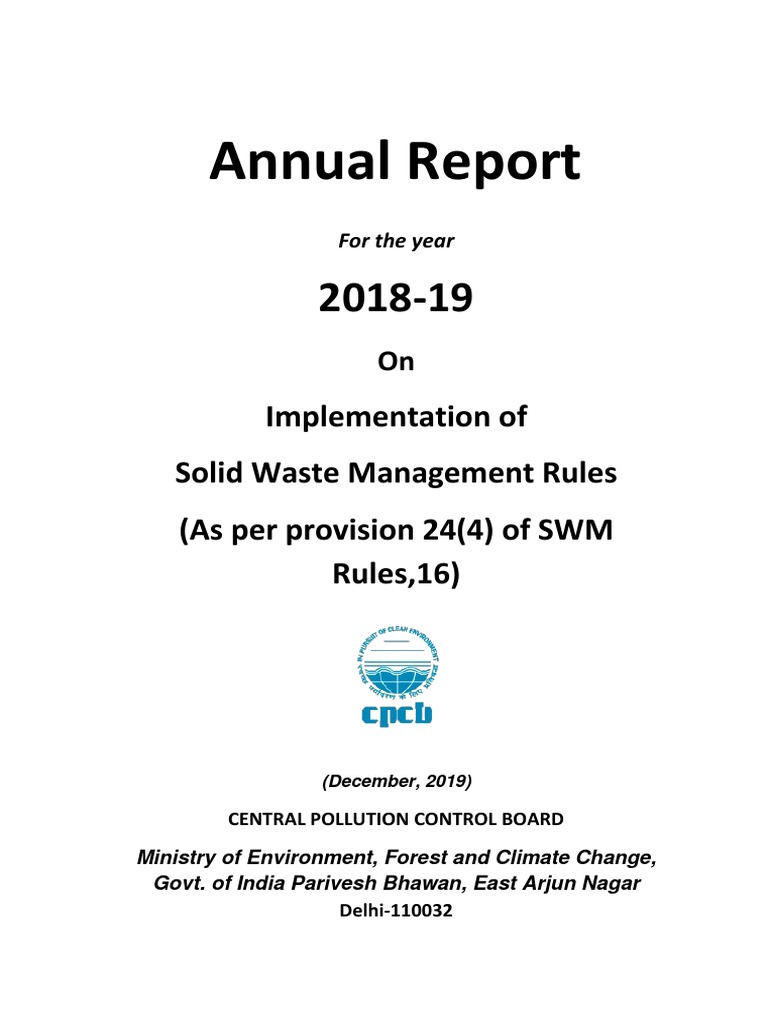 Annual Report on Solid Waste Management 2018-19 | PDF | Municipal Solid ...