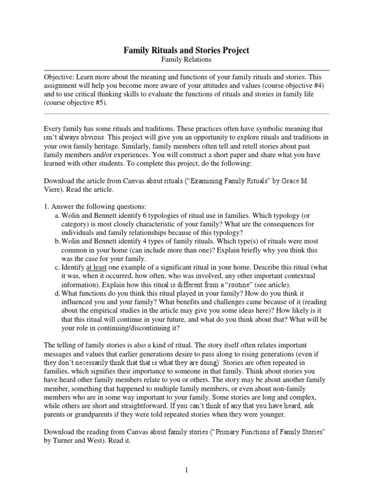 Family Rituals Project o 19 | PDF | Rituals | Personality Type