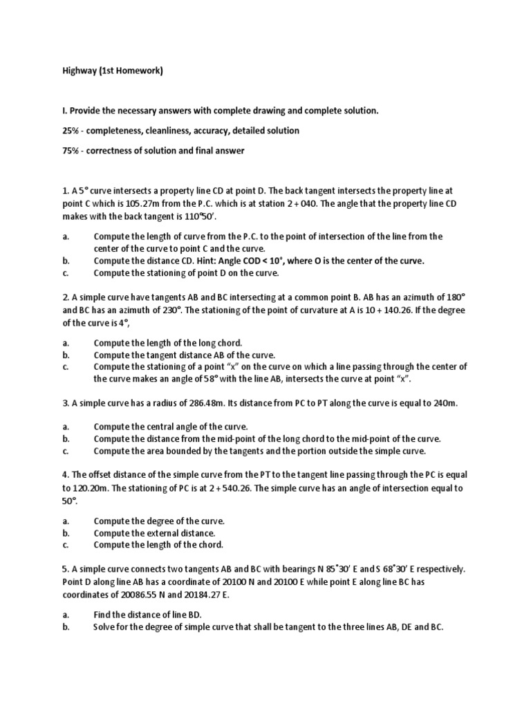 Highway Answer Pdf Tangent Angle