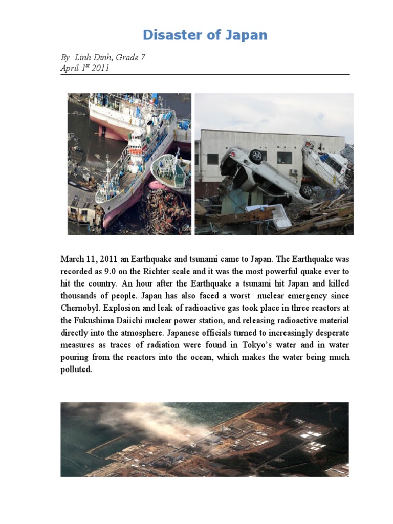 Disaster of Japan: by Linh Dinh, Grade 7 April 1 2011 | PDF