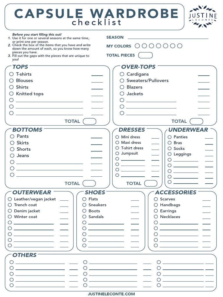 Justine Leconte Blog Freebies Capsule Wardrobe 02 Checklist PDF