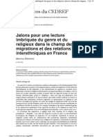 Tersigni, Simone - jalons pour une lecture imbriquee du genre et du religieux france 2011