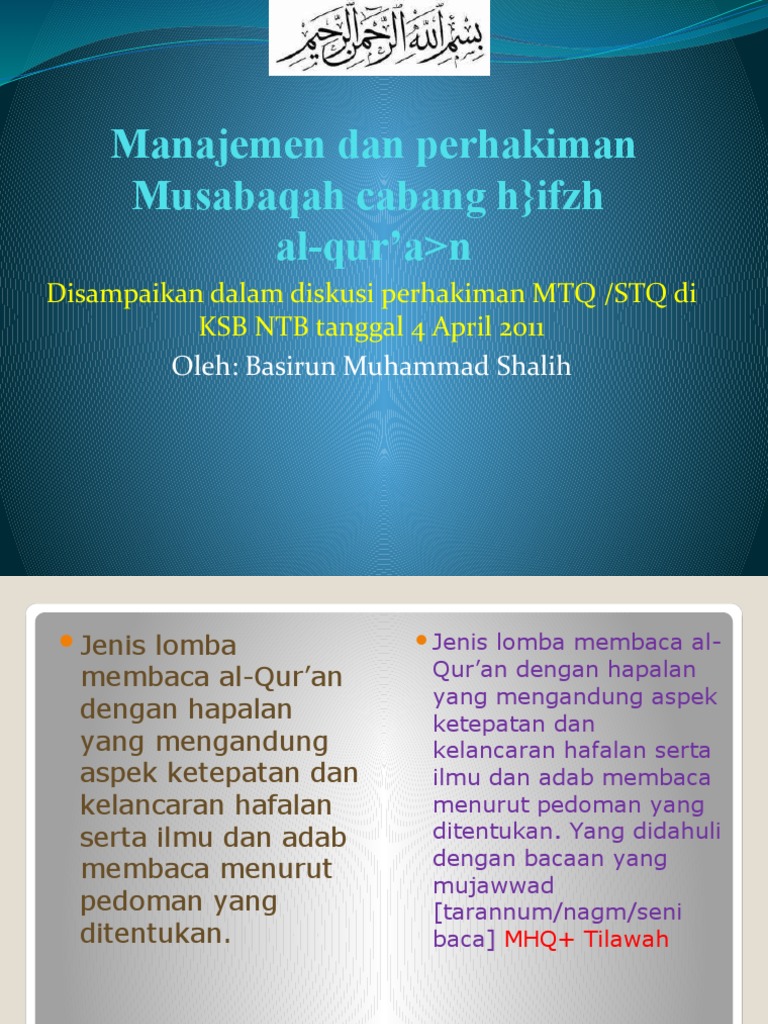 Penilaian Musabaqah Hifzil Quran | PDF