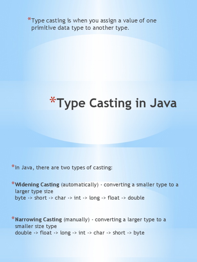 Type Casting in Java | PDF | Models Of Computation | Software Engineering