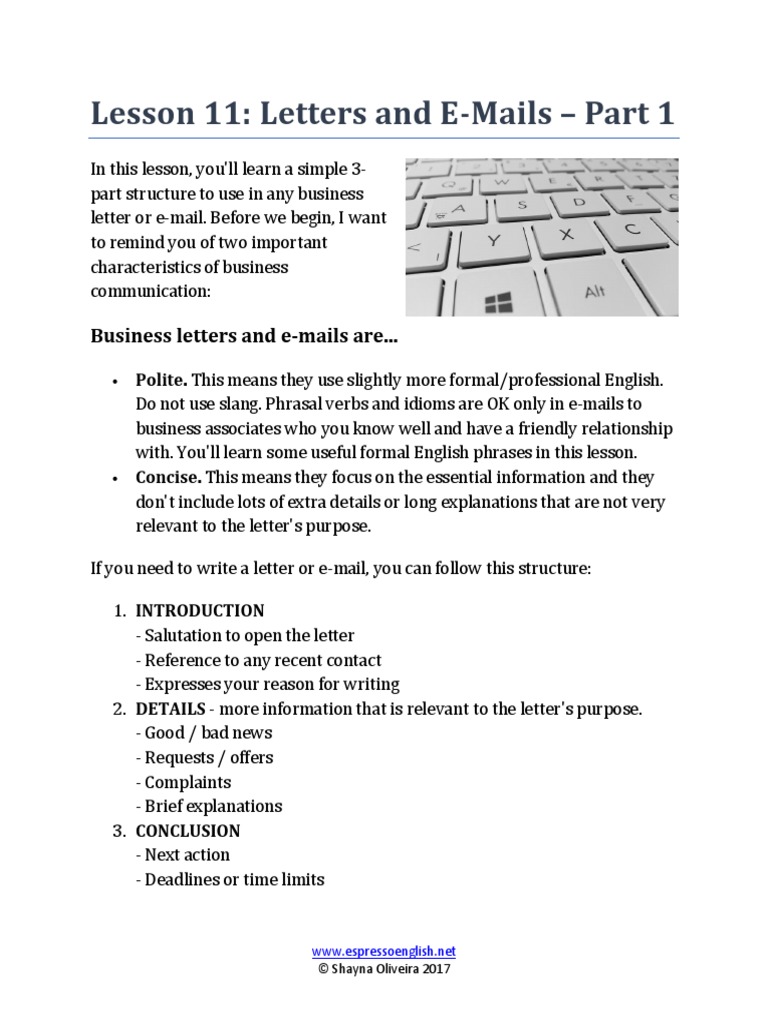 Lesson+11+ +Letters+and+E Mails+Part+1 | Download Free PDF | The Reverend