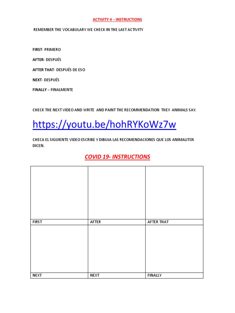 Vocabulary Activity Instructions | PDF