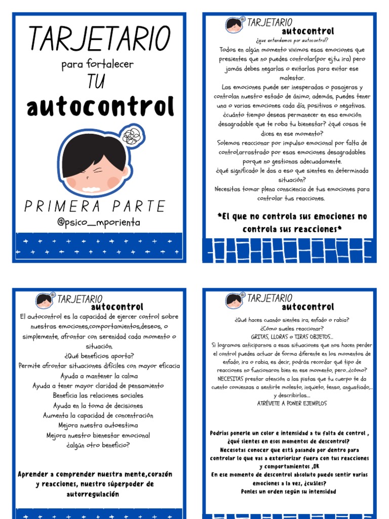 Tarjetas Autocontrol | PDF | Las emociones | Ira