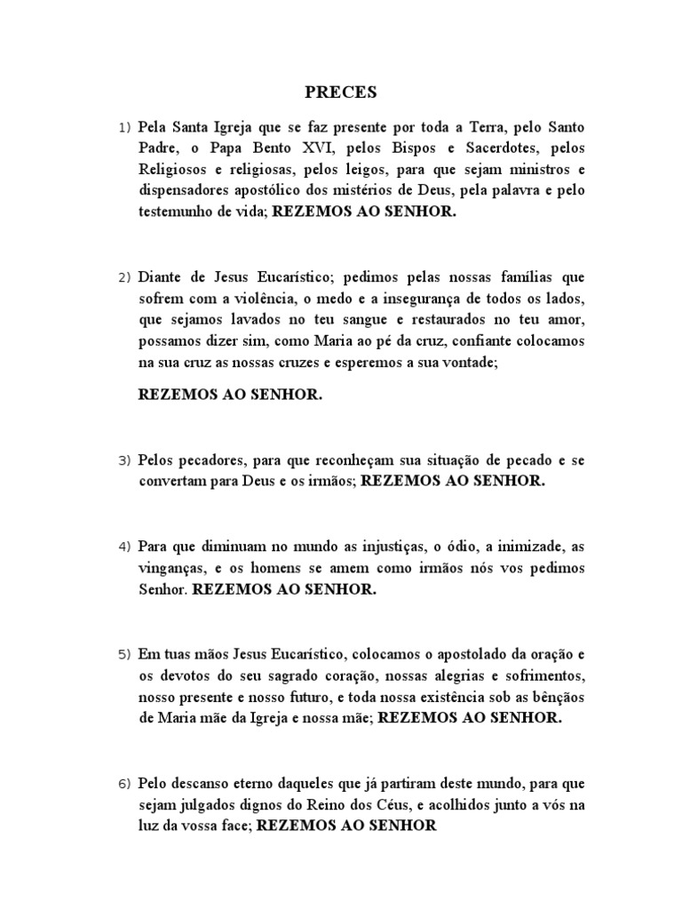 Preces | PDF | Igreja católica | Oração