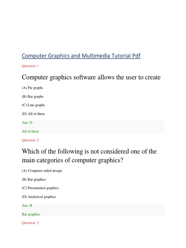 Computer Graphics and Multimedia Tutorial PDF