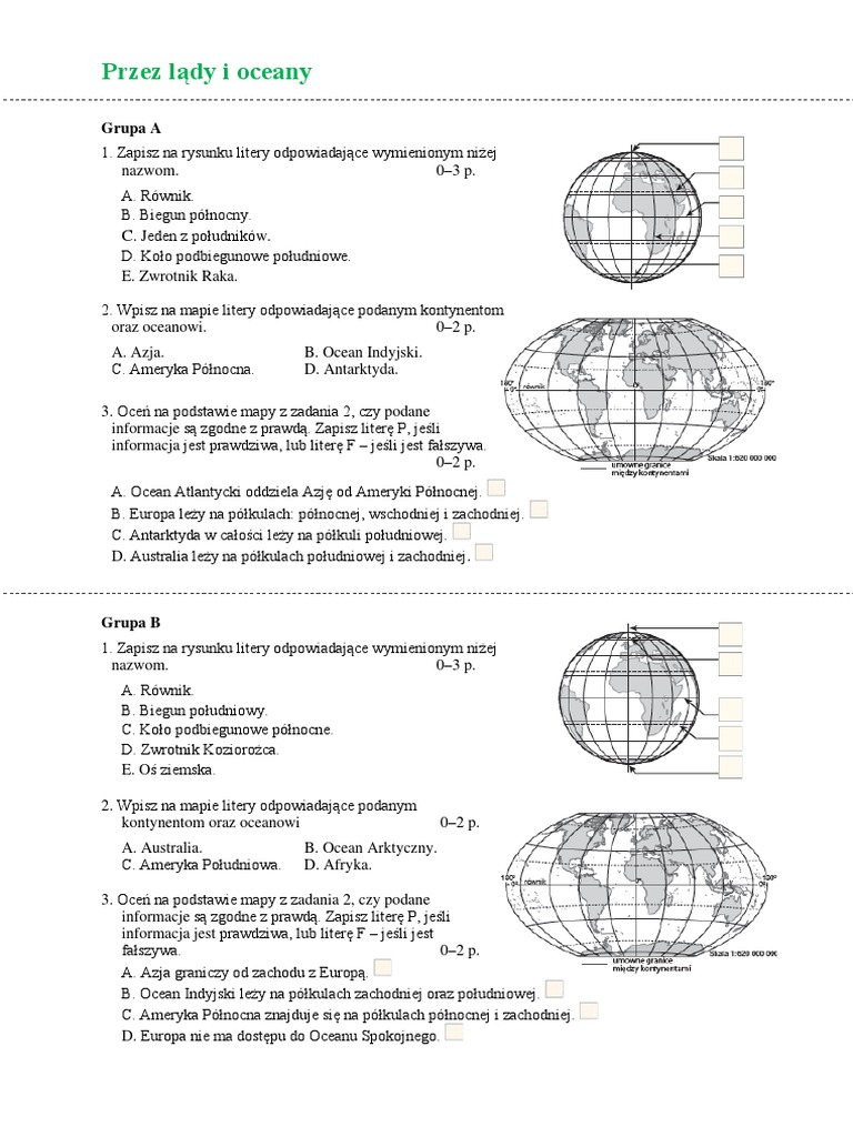 Testy Z Geografii Klasa 5 Dział 3
