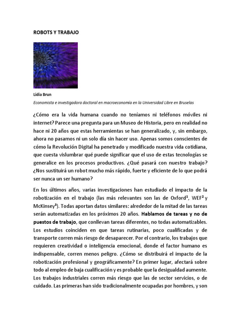 4°B Robots y Trabajo | PDF | Robot | Robótica