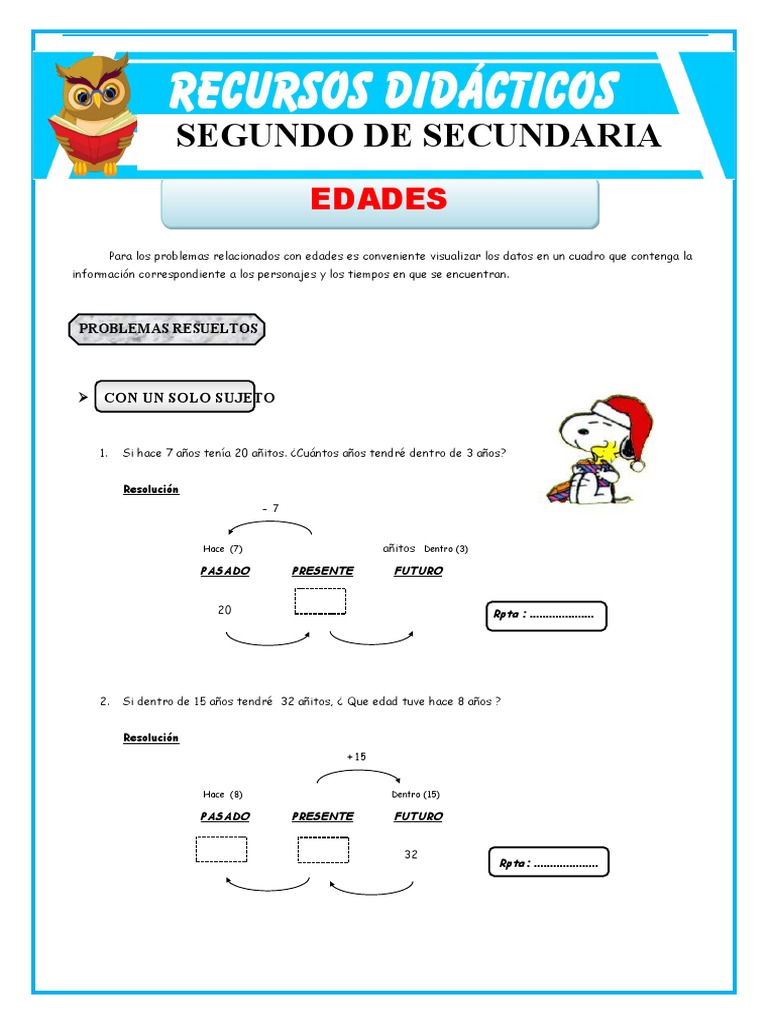 Problemas de Edades para Secundaria | PDF