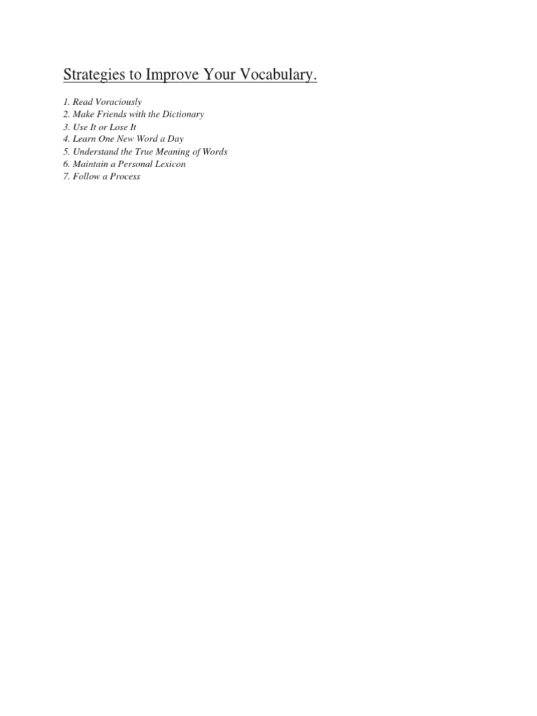 Strategies to Enrich Your Vocabulary | PDF