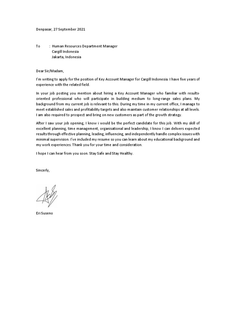 Cover Letter - Cargill | PDF