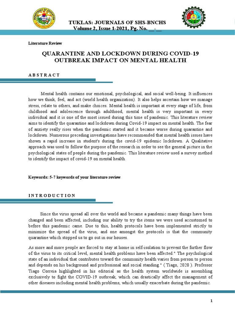 Mental Health Impact of COVID-19 Lockdowns | PDF | Depression (Mood ...