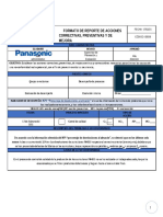 Formato de Reporte de Acciones Correctivas - Panasonic