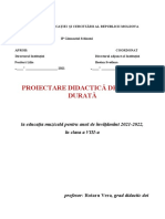 Proiectare Didactică de Lungă Durată: La Educația Muzicală Pentru Anul de Învăţământ 2021-2022, În Clasa A VIII-a